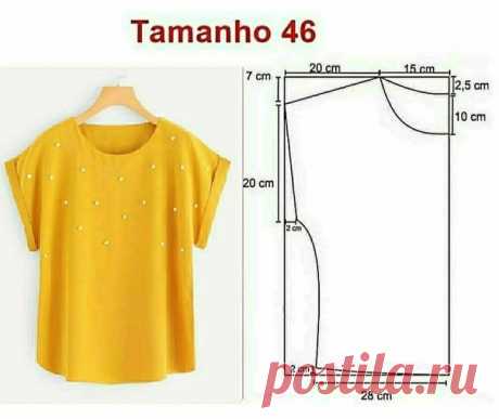 Выкройка трикотажной футболки. 52 размер
