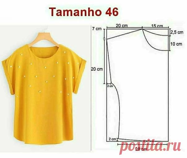 Выкройка трикотажной футболки. 52 размер