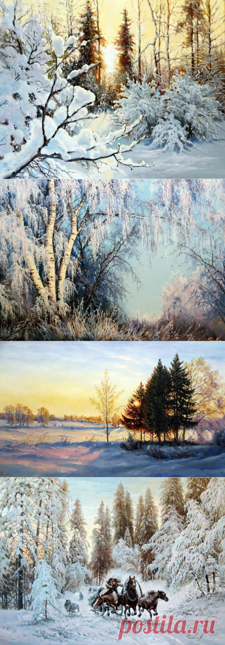 Зимняя природа в картинах художника Наташи Головиной.
