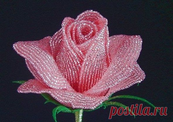 французские розы из бисера