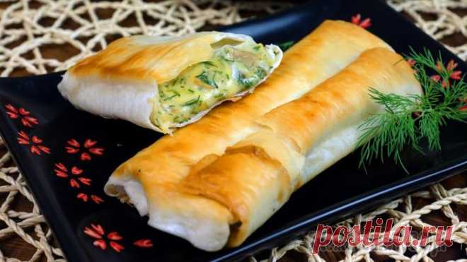 Закуска из лаваша с сыром и грибами