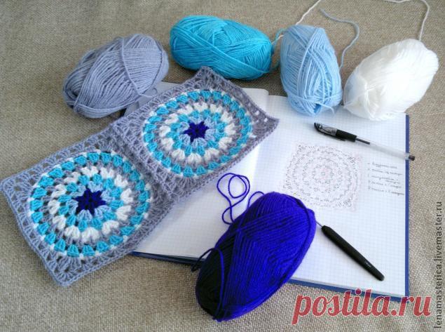 Квадратный мотив крючком - Ярмарка Мастеров - ручная работа, handmade