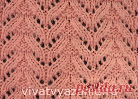 Простой красивый ажурный узор спицами - описание  Простой в исполнении, но довольно эффектный ажурный узор для вязания спицами. Хорошо смотрится на толстой пряже и при плотном вязании. Фото и описание узора.
