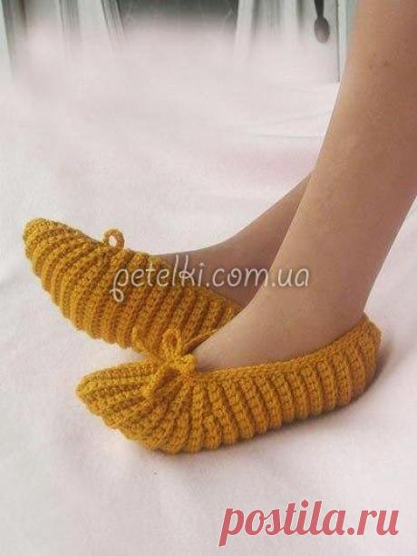 Красивые тапочки крючком. Подробное описание вязания