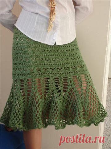 Зеленая юбочка крючком.