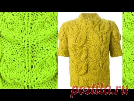 Эффектный тренд: узор МЕГА-листья спицами. Узоры листики или листочки спицами