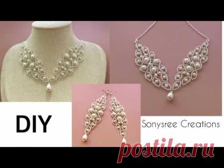 DIY Wedding Jewelry || Beaded Wedding necklace,bracelet,earrings
