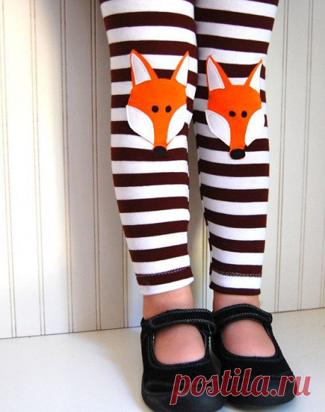 (1) Fox Leggings Brown Stripe - Girls Sizes 12-18 mos, 2 / 3T, 4 / 5, 6 /…