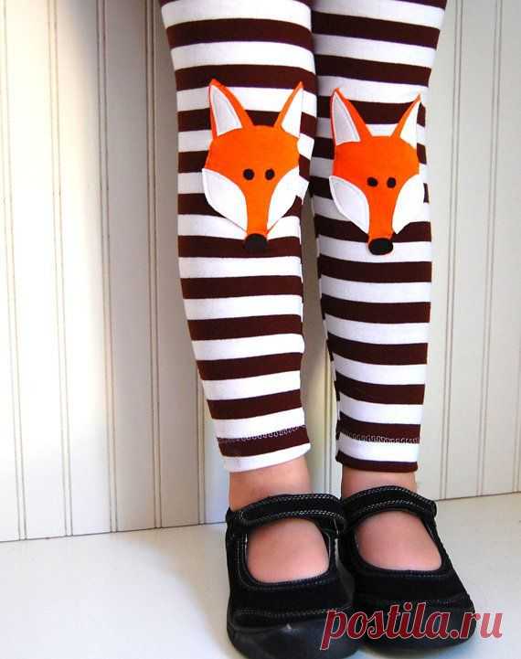 (1) Fox Leggings Brown Stripe - Girls Sizes 12-18 mos, 2 / 3T, 4 / 5, 6 /…