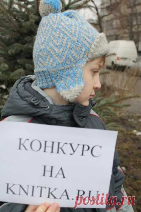 Шапка зимняя с ушками связанная спицами, Вязание для детей