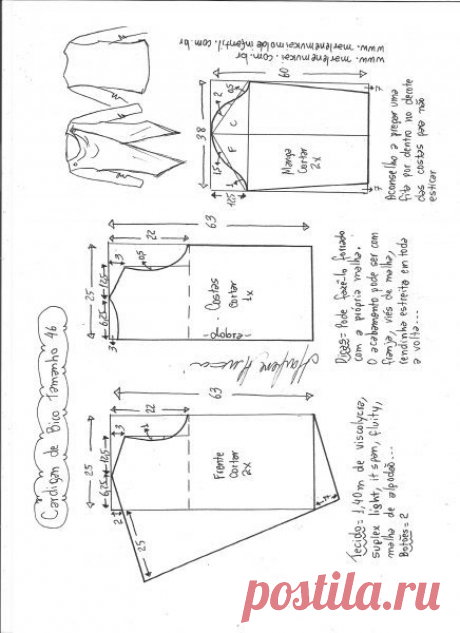 Cardigan de bico - DIY - molde, corte e costura - Marlene Mukai