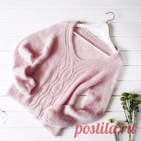 Мохеровый пуловер Елена спицами - KNITTLY.ART