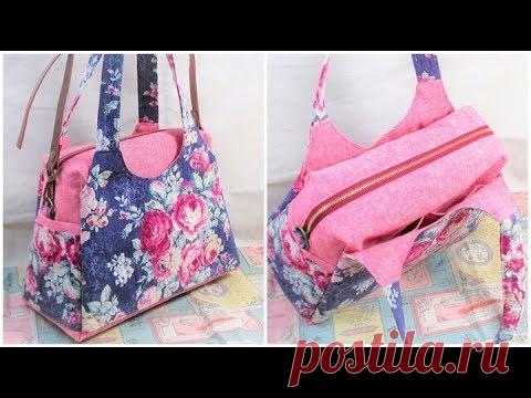 バッグ作り方　How to make a Bag　裏地付き　マチあり　あおりポケット付き　ファスナーバッグ作り方  ショルダーバッグ　手提げバッグ