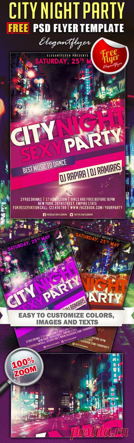 PSD исходник - Флаер Ночь в городе