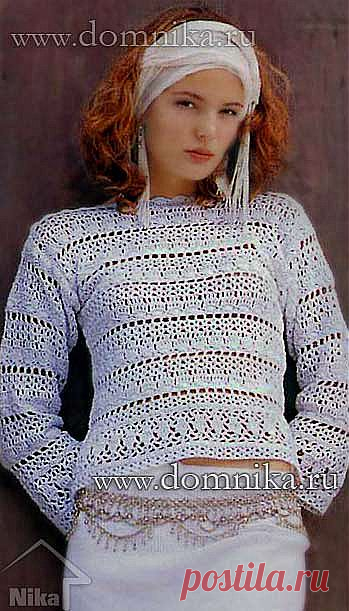 Белая ажурная кофточка крючком со схемами » Вязание крючком и спицами схемы и модели