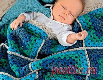 Покрывало из мотивов - схема вязания крючком. Вяжем Покрывала на Verena.ru Схема и описание вязания крючком покрывала из мотивов из журнала «Сабрина Baby» №1/2016