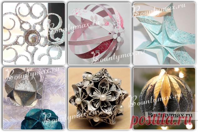 Как сделать новогодние игрушки на елку из бумаги своими руками