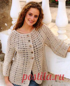 Жакет с рукавами 3/4 | Вязание крючком, схемы вязания, бесплатное вязание крючком