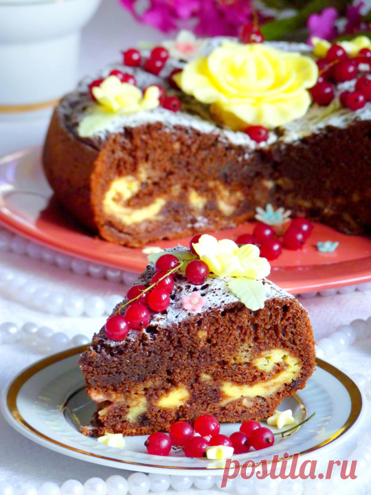 Шоколадно-творожный пирог с черешней - пошаговый рецепт с фото - как приготовить, ингредиенты, состав, время приготовления - Леди Mail.Ru