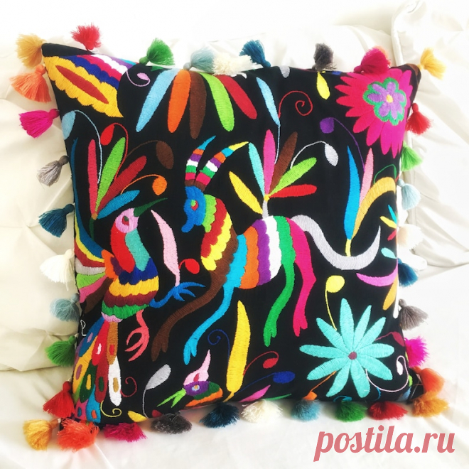 Funda de cojin negro multicolor - Etsy Chile