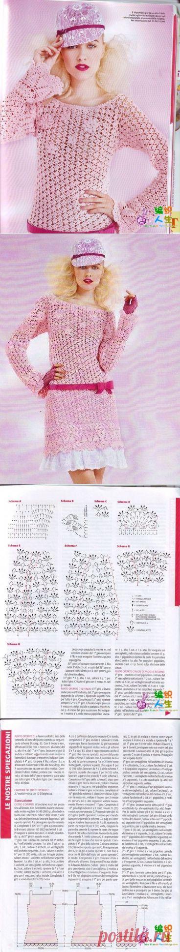 АЖУРНАЯ ТУНИКА КРЮЧКОМ.