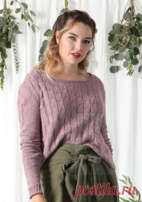 Модный джемпер в приятном трендовом цвете узором "елочки"