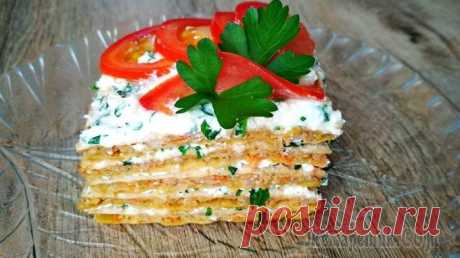 Шикарный мясной торт с брынзой и зеленью!