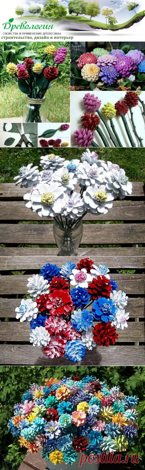 Идеи ярких букетов из шишек