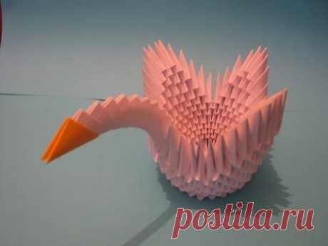 Модульное оригами. Маленький лебедь (3D origami) Поделки с детьми.