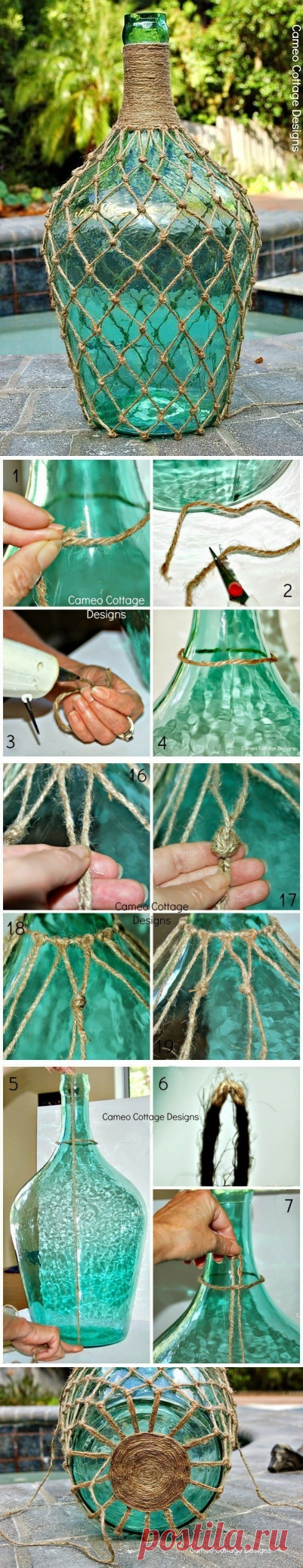 Красивый декор бутылки верёвкой — Сделай сам, идеи для творчества - DIY Ideas