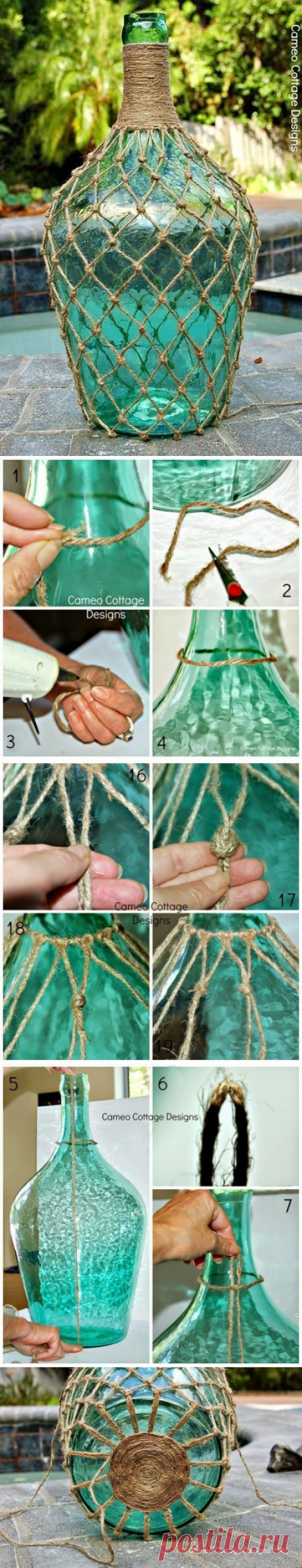 Красивый декор бутылки верёвкой — Сделай сам, идеи для творчества - DIY Ideas