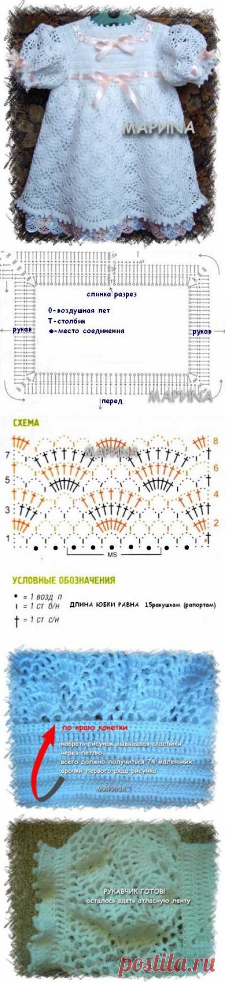 Мастер класс по вязанию нарядного платья для девочки / Вязание крючком / Детская одежда крючком. Схемы