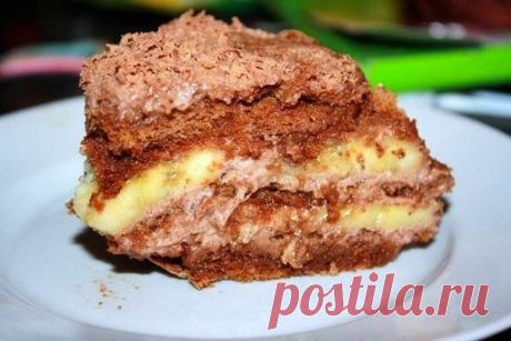 Лучшие кулинарные рецепты: Шоколадно-банановый торт из пряников