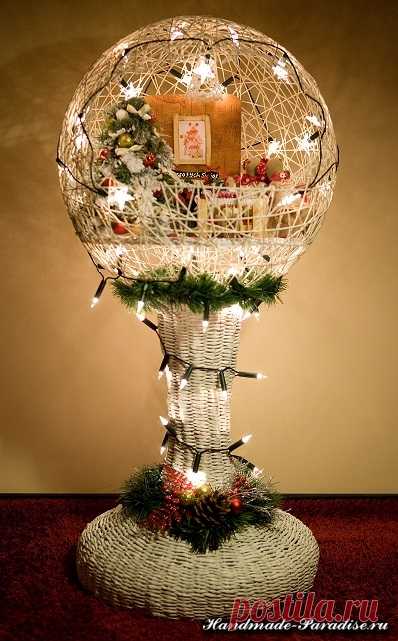 Рождественский светильник из газет и ниток - Handmade-Paradise