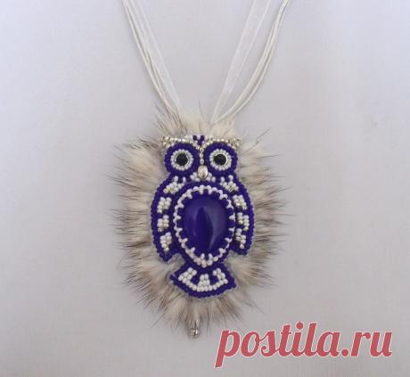 &quot;Совушка&quot; брошь-кулон | biser.info - всё о бисере и бисерном творчестве