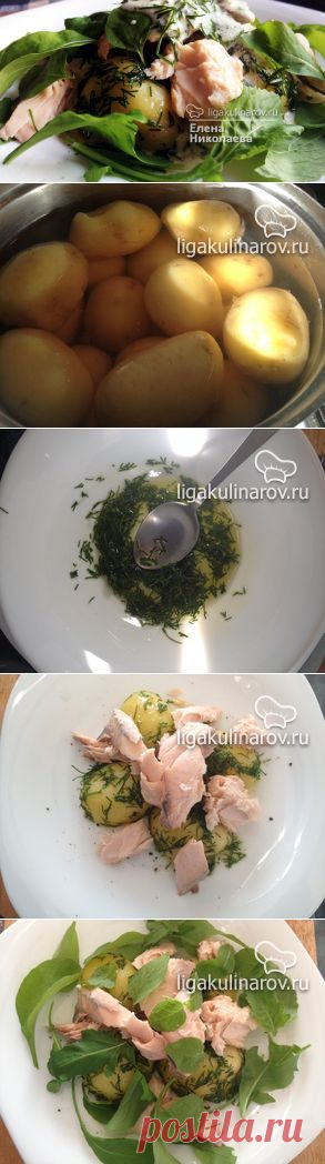 Теплый салат из молодого картофеля с лососем – рецепт с фото от Лиги Кулинаров, пошаговый рецепт