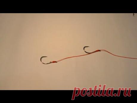 Как привязать два крючка к леске (узел NoKnot). Поводок на окуня