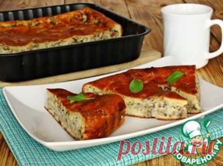 Заливной пирог с рисом и сайрой - кулинарный рецепт