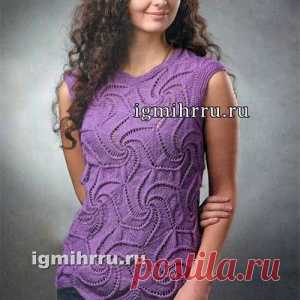 Топ с ажурными мотивами спицами - МирТесен