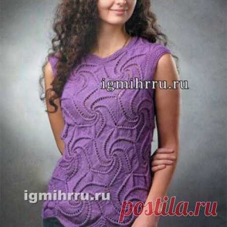 Топ с ажурными мотивами спицами - МирТесен