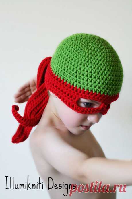 Kids TMNT Hat, Teenage Mutant Ninja Turtle Hat, Christmas Gift for Kids, Children's Dress Up Hat, Cosplay, Crochet TMNT Hat, Knit TMNT Hat
