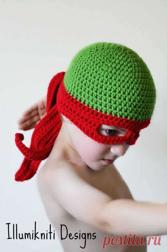 Kids TMNT Hat, Teenage Mutant Ninja Turtle Hat, Christmas Gift for Kids, Children's Dress Up Hat, Cosplay, Crochet TMNT Hat, Knit TMNT Hat