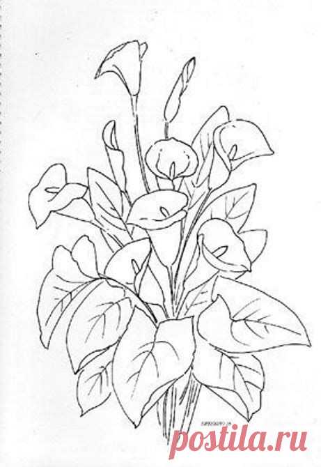 dibujos bordar flores
