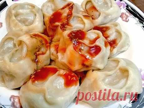 Манты с тыквой и мясом