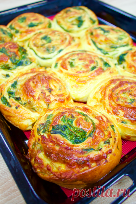 БУЛОЧКИ СО ШПИНАТОМ И СЫРОМ