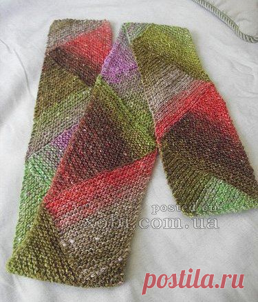 диагональный шарф спицами