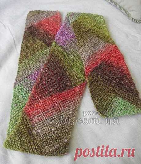 диагональный шарф спицами
