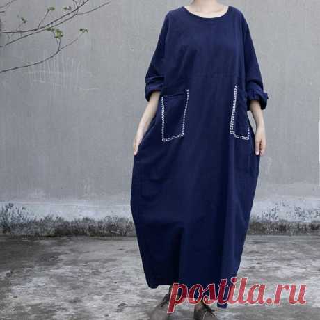 Women's linen cotton dress, loose kaftan, plus size dress, with pockets dress, Oversized dress, minimalist dress Simple style, super loose cotton and linen dress, handmade, original sewing, full of personality.Fabric: Cotton, linenSize: plus one sizeShoulder width is not limitedBust 142cm/ 55" Length 122cm/ 47"