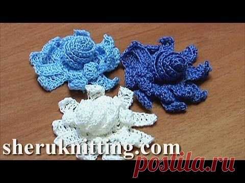 Цветок крючком . Crochet Long Petal Flower With Spiral Center Tutorial 10