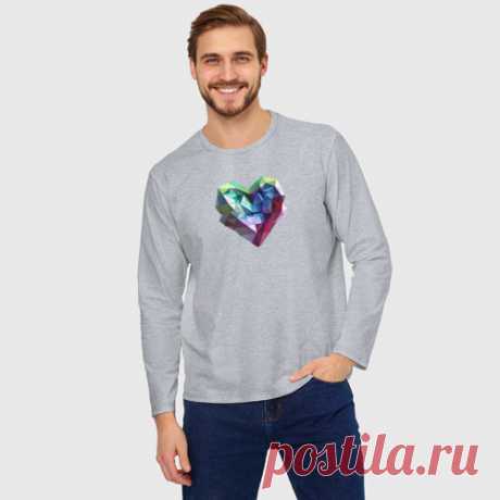 Мужской лонгслив oversize хлопок Геометрическое полигональное сердце - купить по цене 1855 руб в интернет-магазине Всемайки, арт 3643527